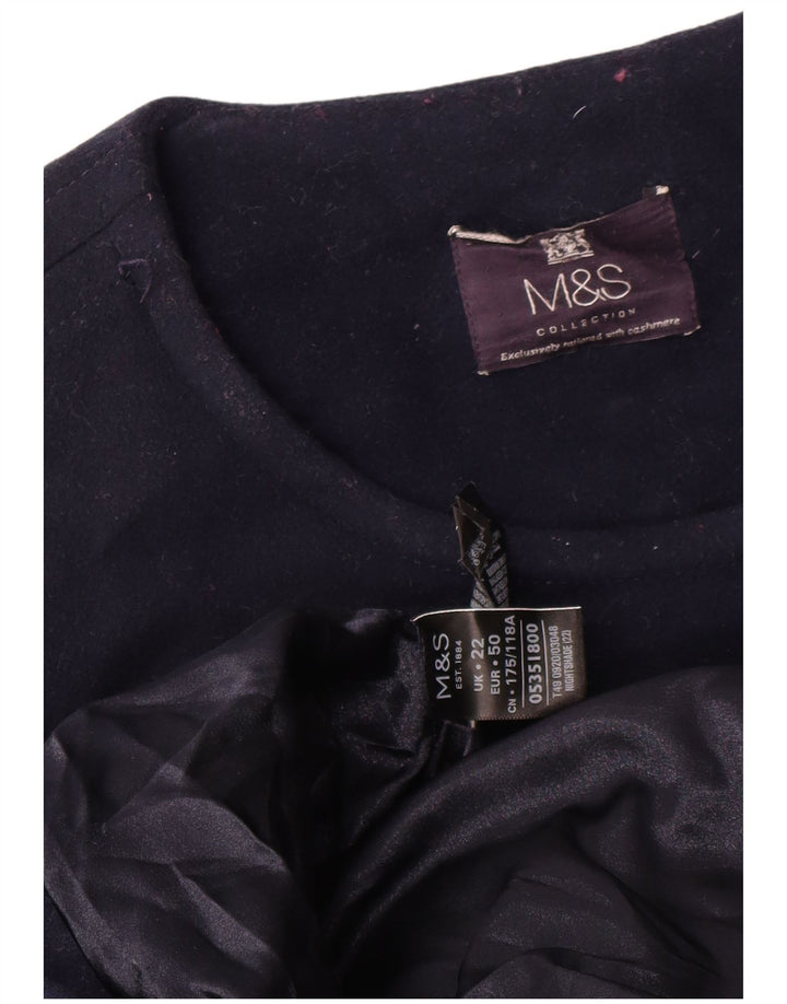 Marks & Spencer Damen Doppelreihiger Mantel UK 22 3XL Marineblaue Woll
