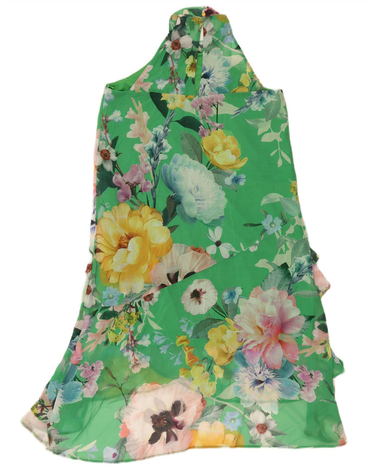 Lipsy Neckholder-Kleid für Damen, UK 12, Mittelgrün, Blumenmuster, Polyester