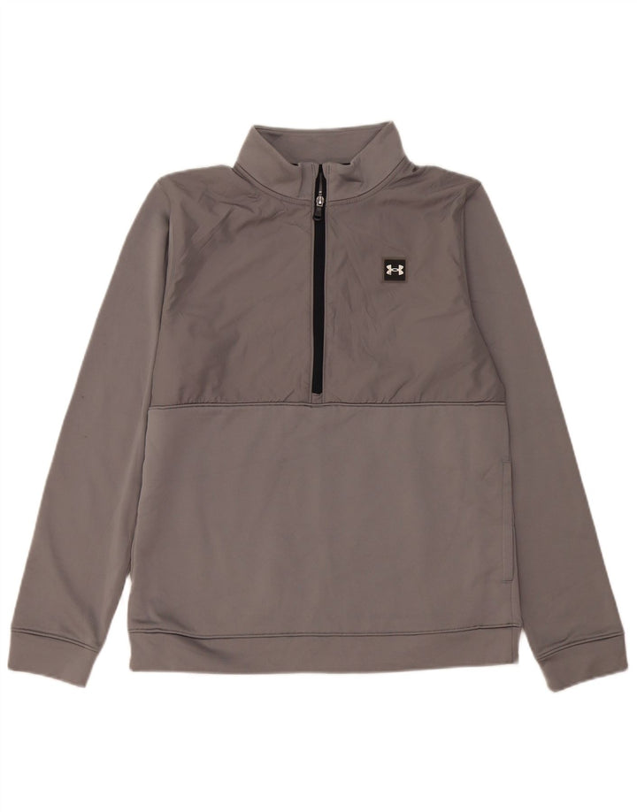 Under Armour Jungen-Sweatshirt mit Reißverschluss am Hals, 13–14 Jahre, XL, grau, Polyester