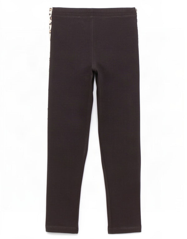 Adidas Leggings für Mädchen, 7–8 Jahre, schwarze Baumwolle mit Animal-Print