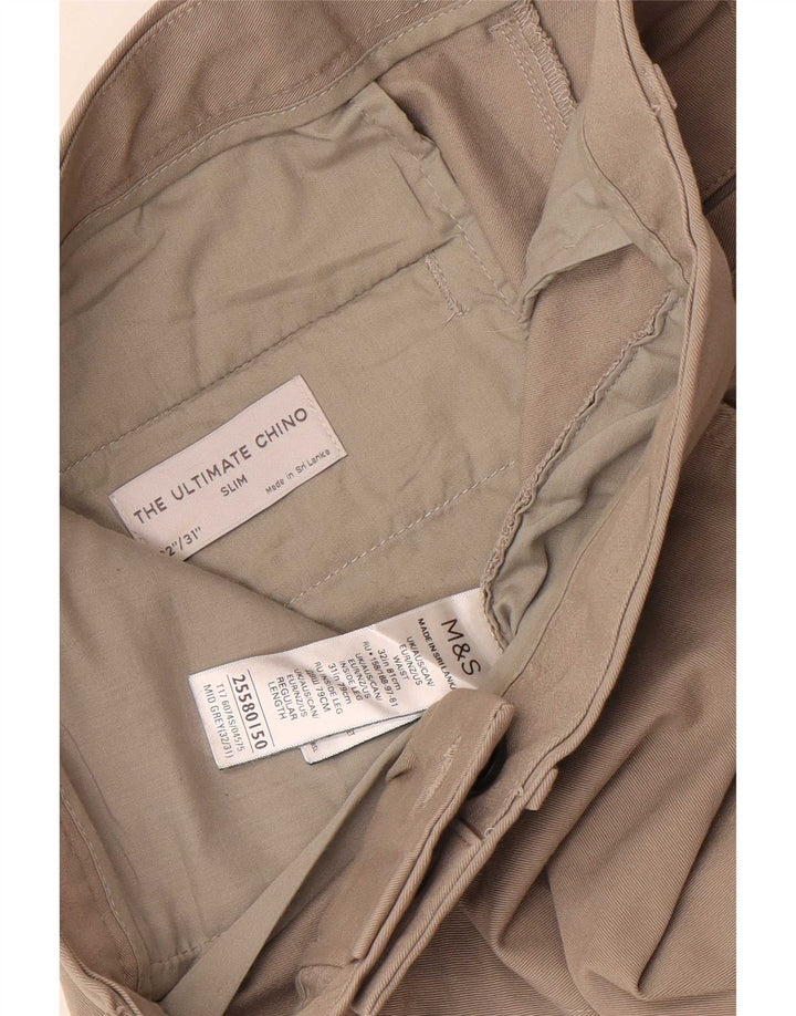 Marks & Spencer Slim Chino-Hose für Herren, W32, L31, graue Baumwolle