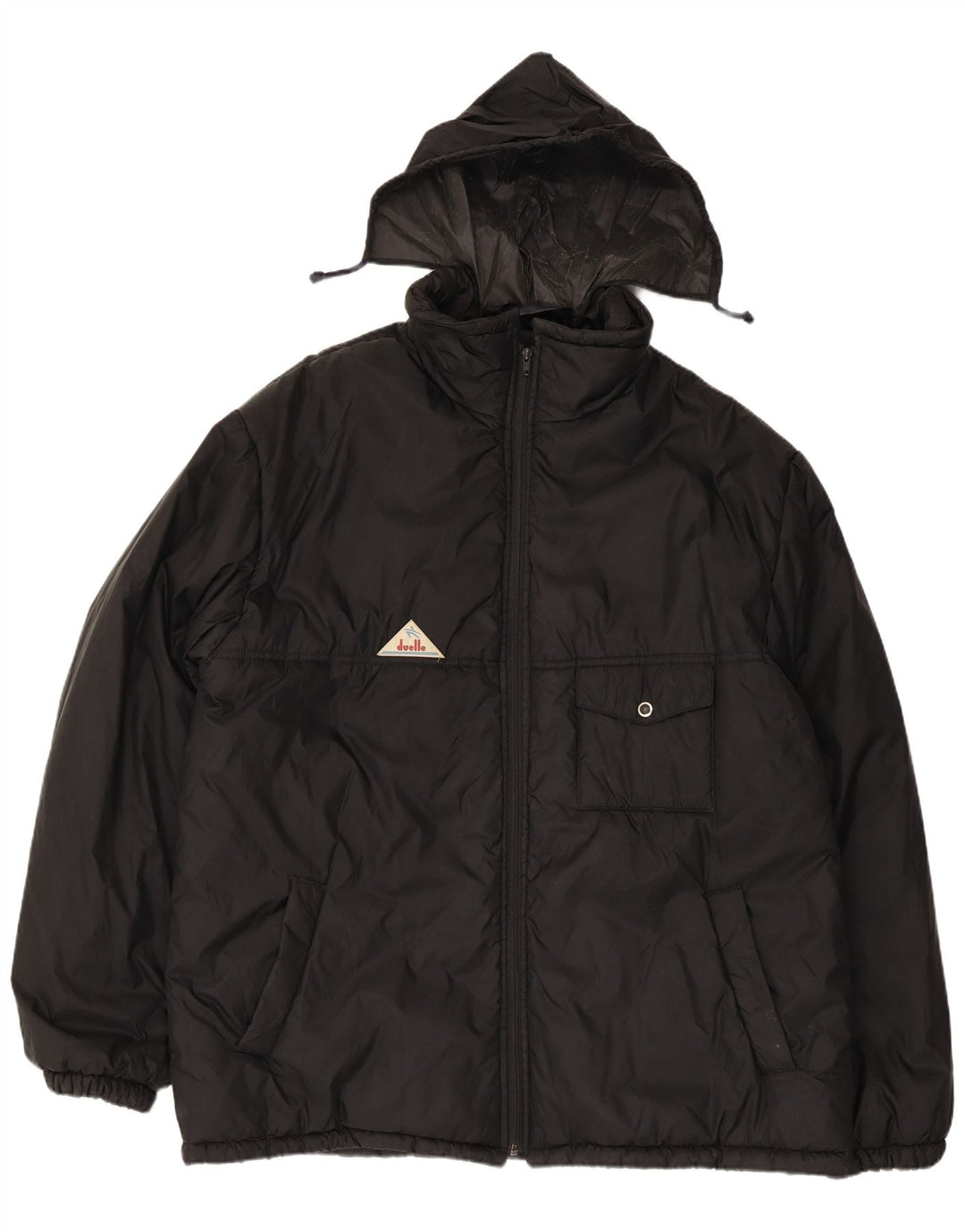 Wattierte Vintage-Herrenjacke mit Kapuze, IT 60 5XL, schwarzes Polyamid