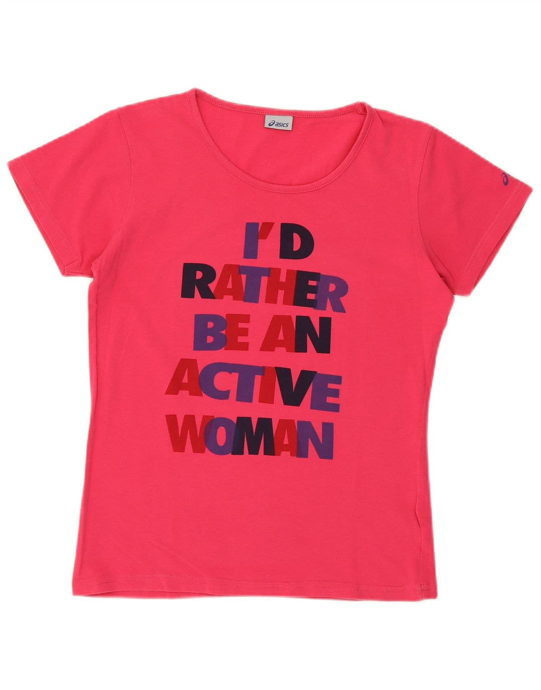 ASICS Damen Grafik T-Shirt Top UK 12 Mittelrosa Baumwolle