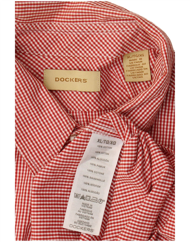 Dockers Herrenhemd XL aus roter Gingham-Baumwolle