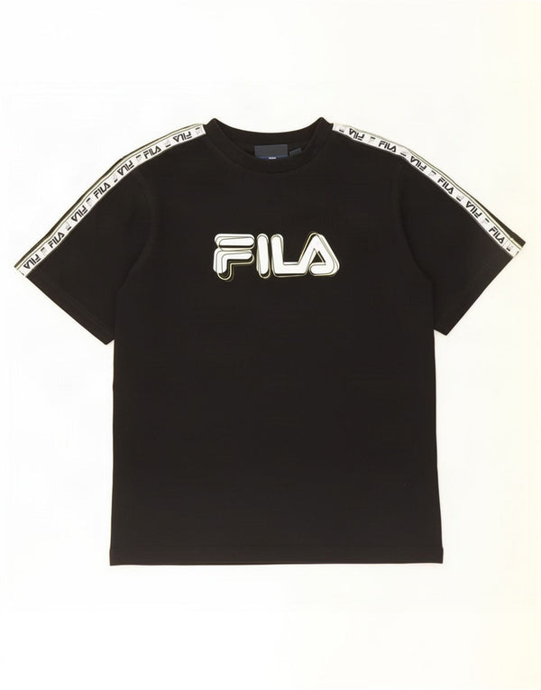 Fila Grafik-T-Shirt für Jungen, 11–12 Jahre, schwarze Farbblock-Baumwolle