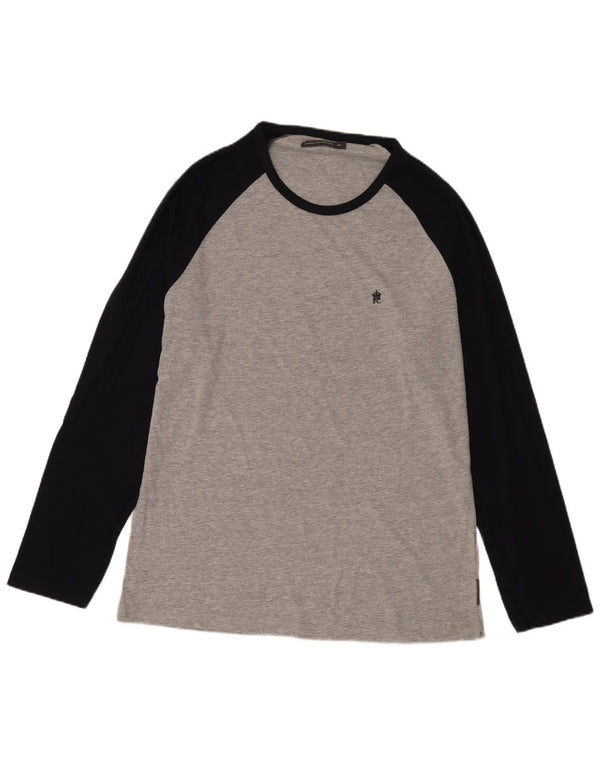 French Connection Herren-Oberteil, langärmelig, 2XL, Grau, Colourblock-Baumwolle
