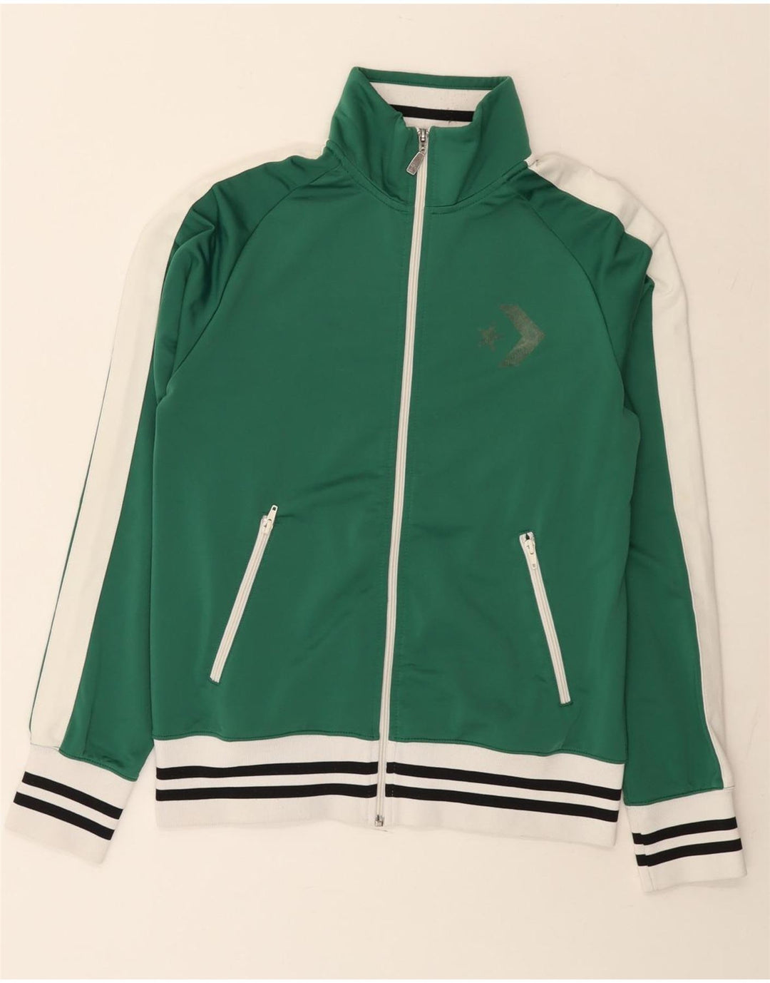 Converse Damen-Trainingsanzug-Top-Jacke, UK 14, Mittelgrün, Farbblock