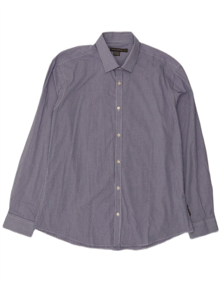 French Connection Herrenhemd XL aus blauer Gingham-Baumwolle
