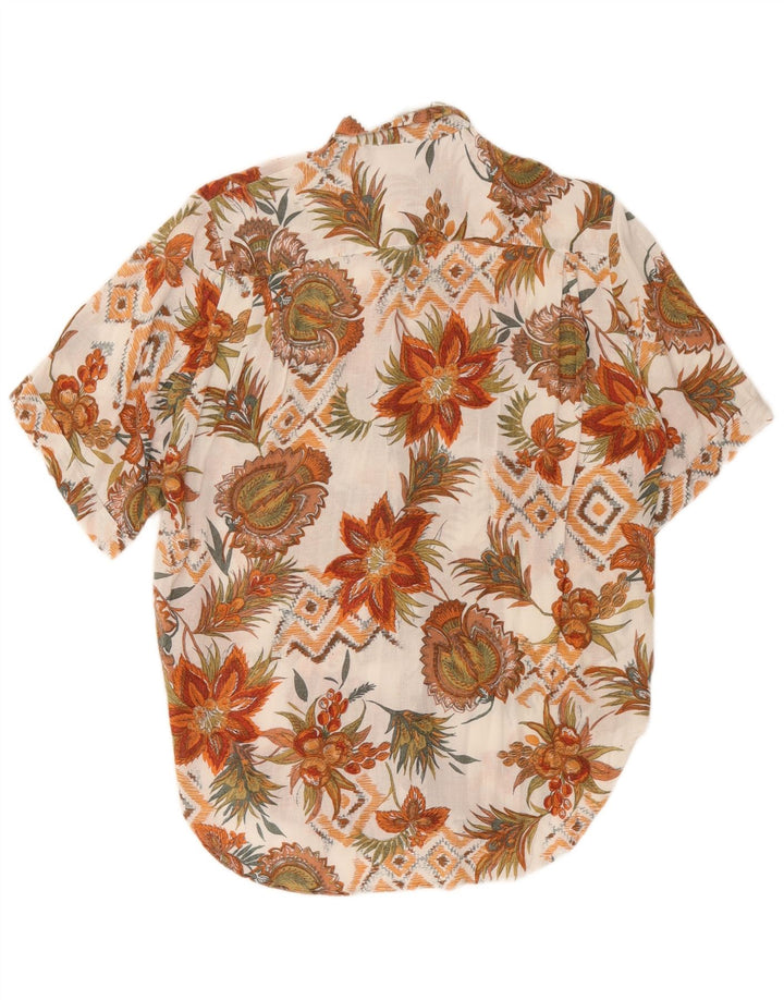 Vintage Damen Kurzarmshirt EU 42 Groß Off White Floral