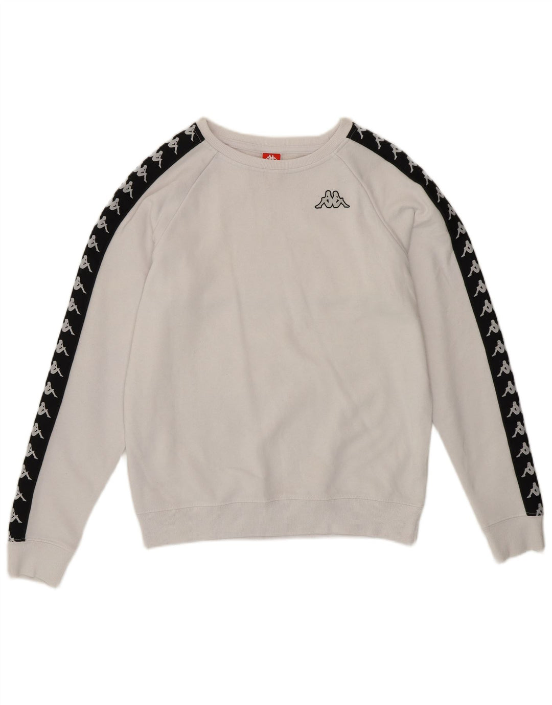 KAPPA Damen Grafik-Sweatshirtpullover UK 14 Mittelweiß Farbblock