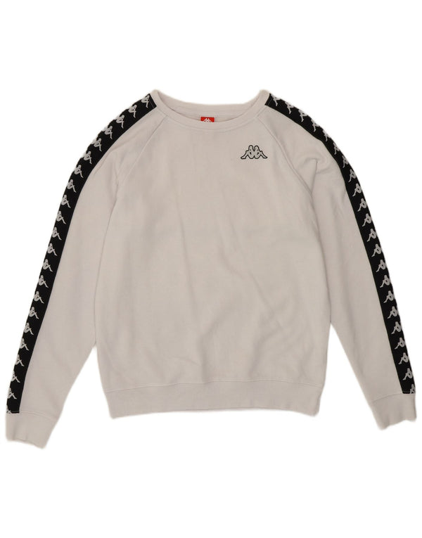 KAPPA Damen Grafik-Sweatshirtpullover UK 14 Mittelweiß Farbblock