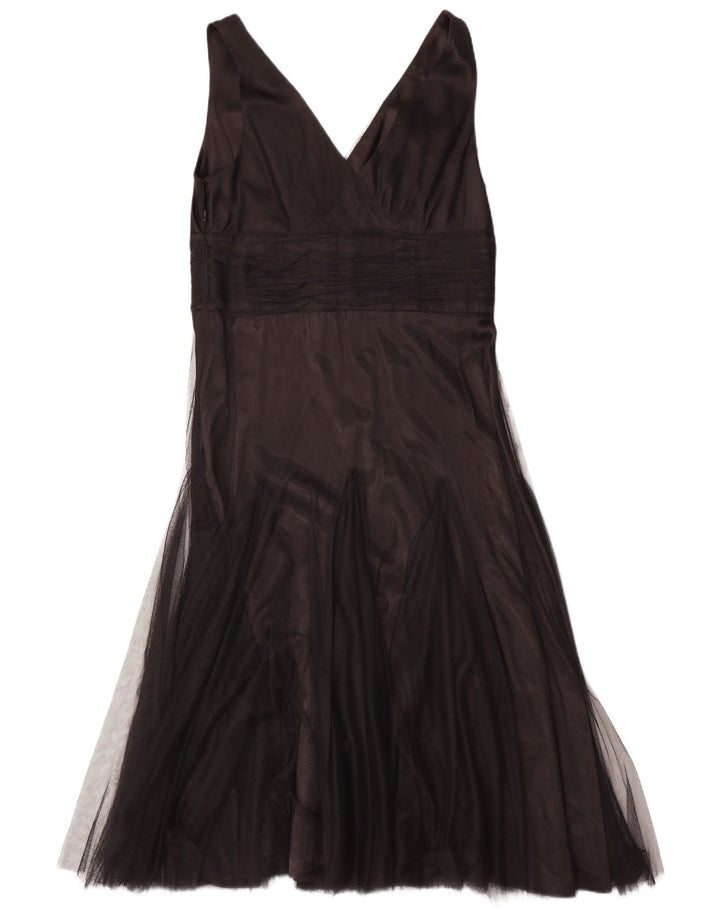 Monsoon Damen Ärmelloses Maxikleid UK 12 Medium Schwarz Polyester