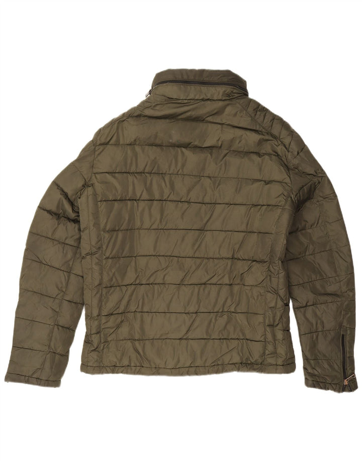 Zara Herren-Jacke mit Kapuze, gepolstert, Größe 40, Khaki, Nylon