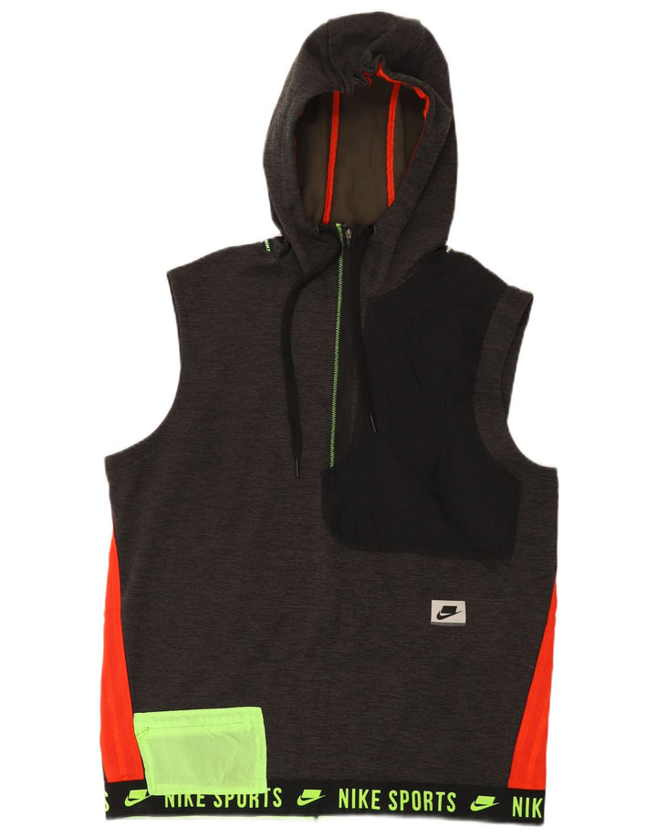 Nike Herren-Kapuzenpullover mit Grafik, ärmellos, mittelgrau, Farbblock