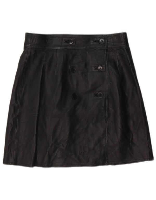Vintage Damen Lederrock W28 Medium Schwarz