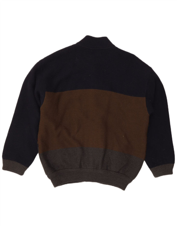 Settebello Herren-Strickjacke, XL, Marineblau, Colourblock-Wolle