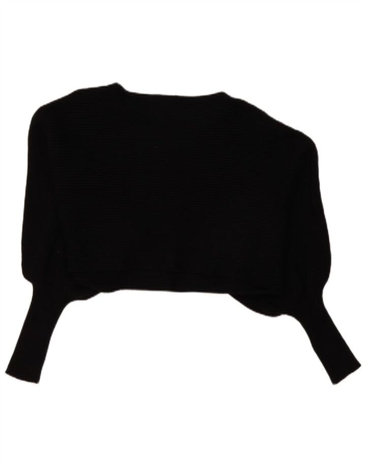 Zara Damen Übergroßes Crop Batwing Top Langarm UK 14 Medium Schwarz
