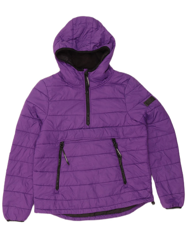 SUPERDRY Womens Hooded Padded Jacket UK 12 Medium Purple Nylon