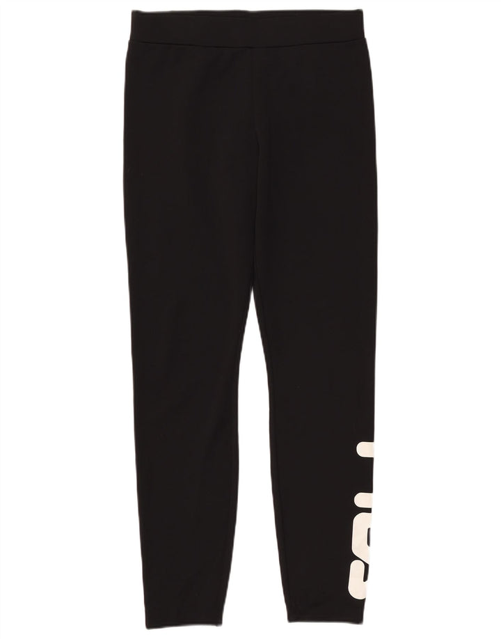 FILA Damen Grafik-Leggings UK 12 Mittelschwarzes Polyester