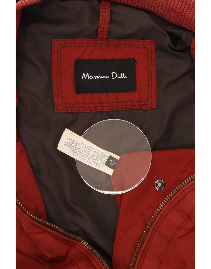 Massimo Dutti Herren Bomberjacke UK 40 Großes rotes Nylon