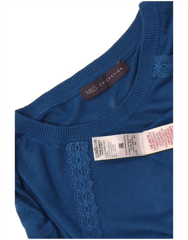 Marks & Spencer Damen-Pullover in Übergröße mit U-Boot-Ausschnitt, Gr. 14, Mittelblau