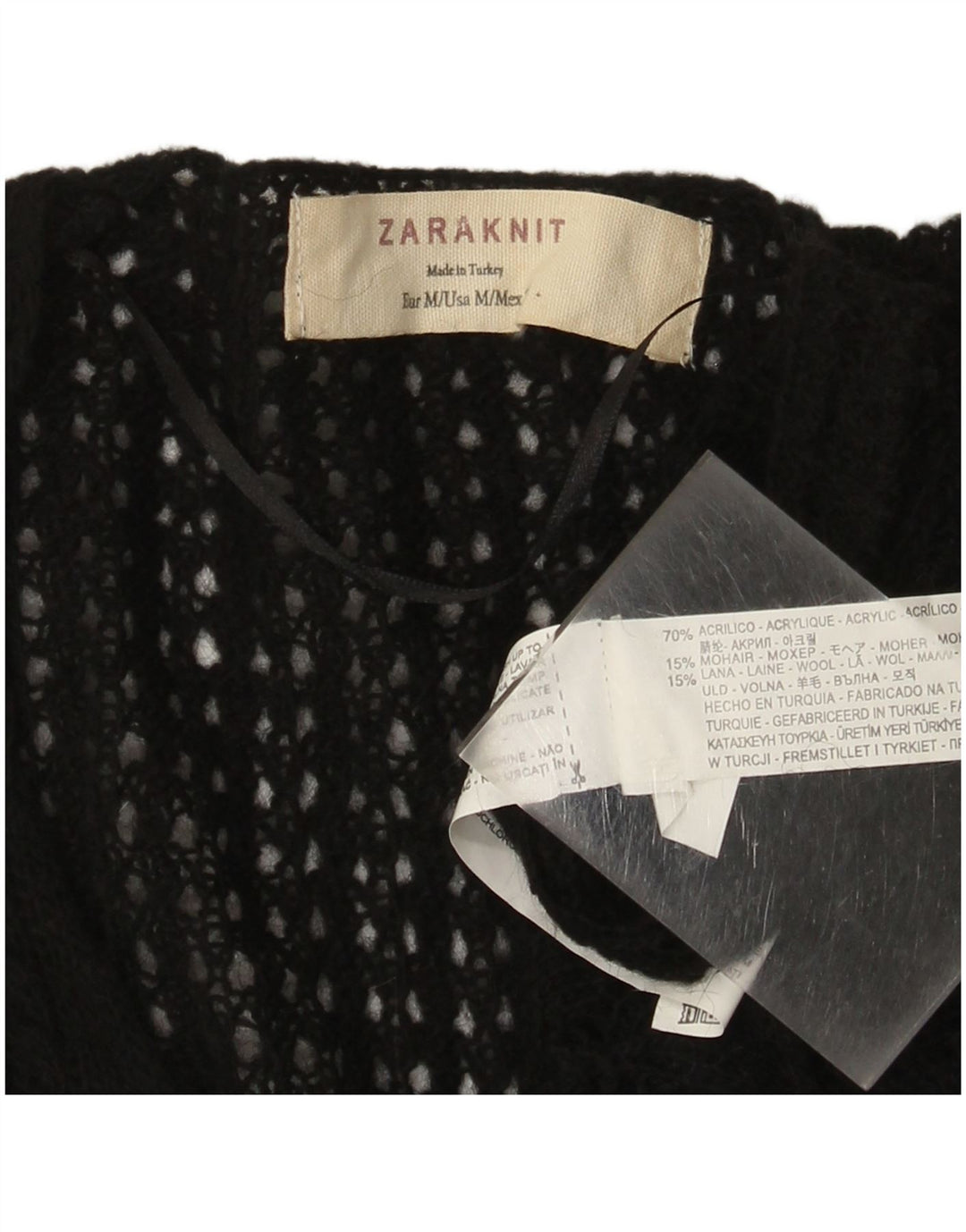Zara Damen-Pullover mit V-Ausschnitt, UK 12, Mittelschwarz, Acryl
