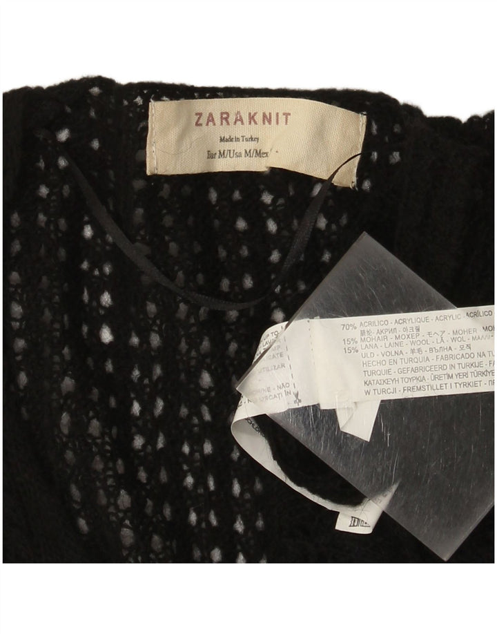 Zara Damen-Pullover mit V-Ausschnitt, UK 12, Mittelschwarz, Acryl