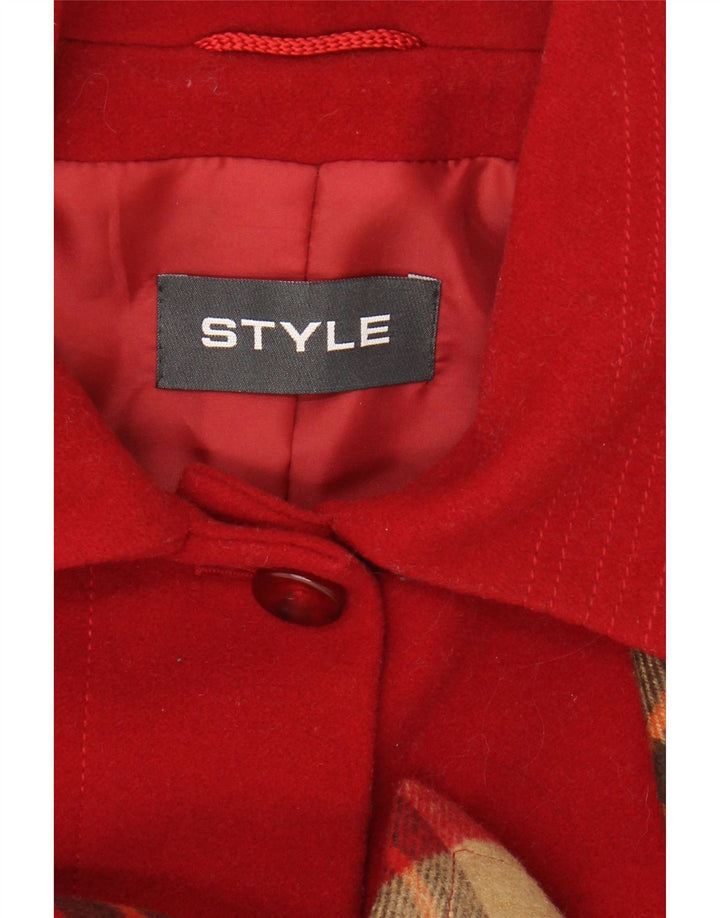 VINTAGE Womens Overcoat UK 16 Large  Red Check Acrylic Vintage Vintage and Second-Hand Vintage from Messina Hembry 