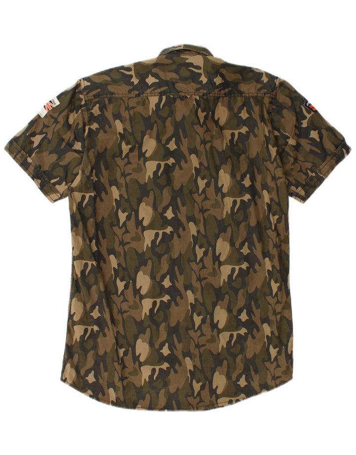 SUPERDRY Herren-Kurzarm-Militärhemd, groß, mehrfarbig, Camouflage