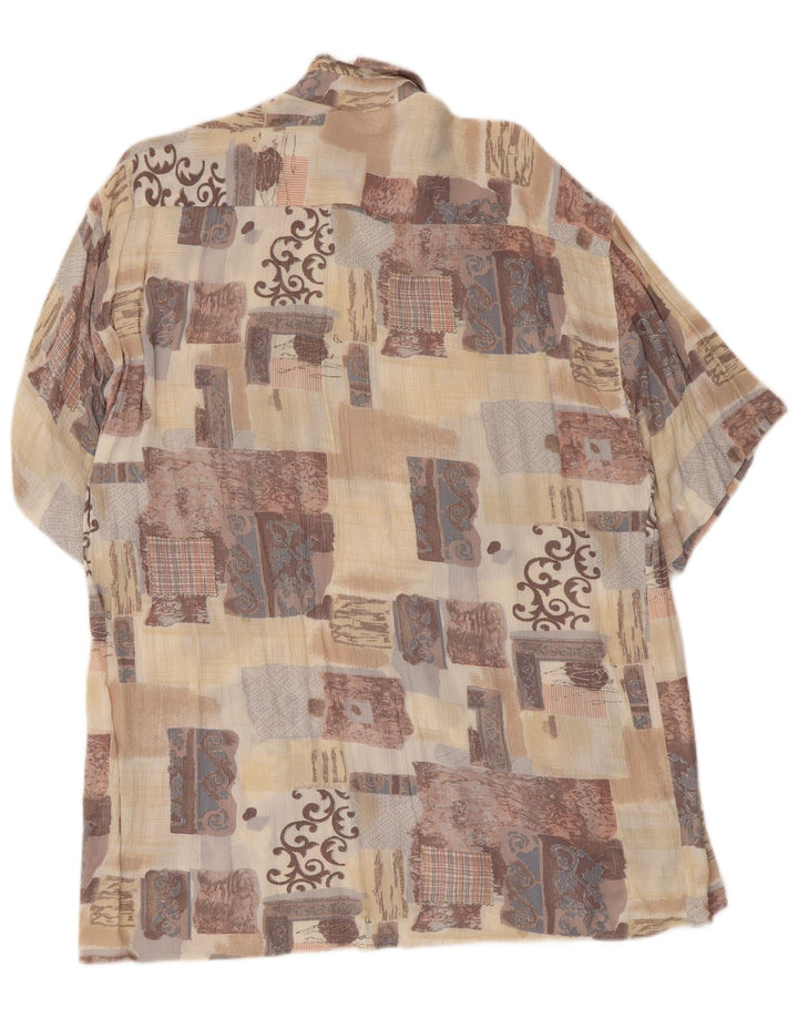 Vintage Herren Kurzarmhemd Großes Beige Patchwork