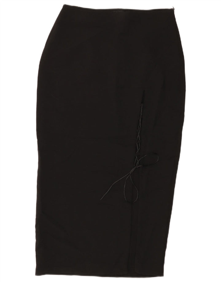 Zara Damen-Bleistiftrock mit hoher Taille, mittelgroß, W28, schwarzes Polyester