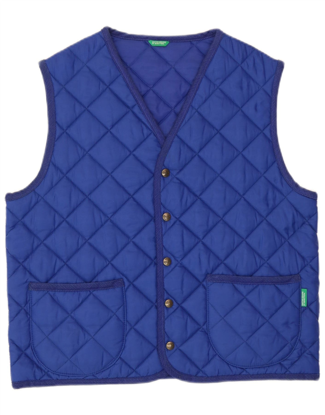 Benetton Damen Steppweste UK 18 XL Blau Polyamid