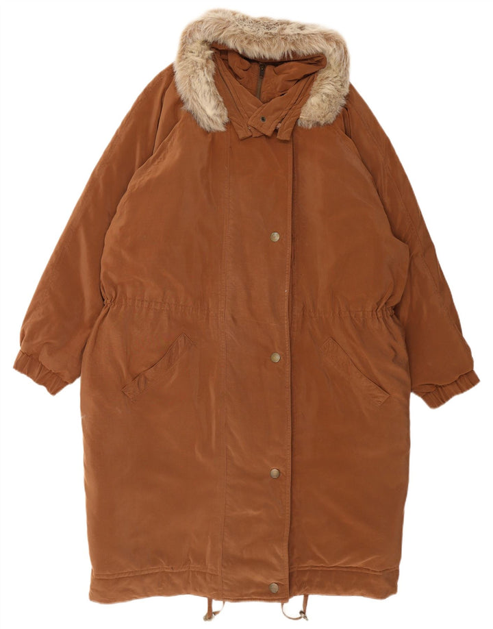 Paco Calvari Damen Übergroßer Mantel IT 44/46 Großes braunes Polyester