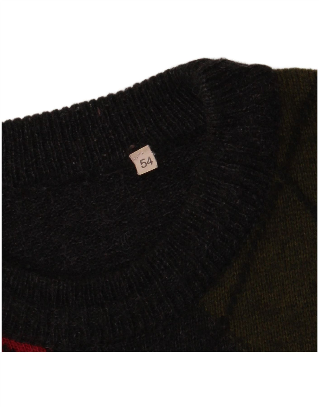 Vintage Herren Pullover mit Rundhalsausschnitt IT 54 XL Grau Argyle/Diamant