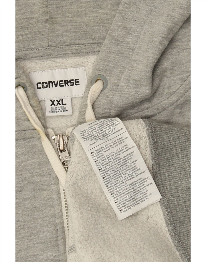 CONVERSE Herren-Kapuzenpullover mit Reißverschluss, 2XL, graue Baumwolle