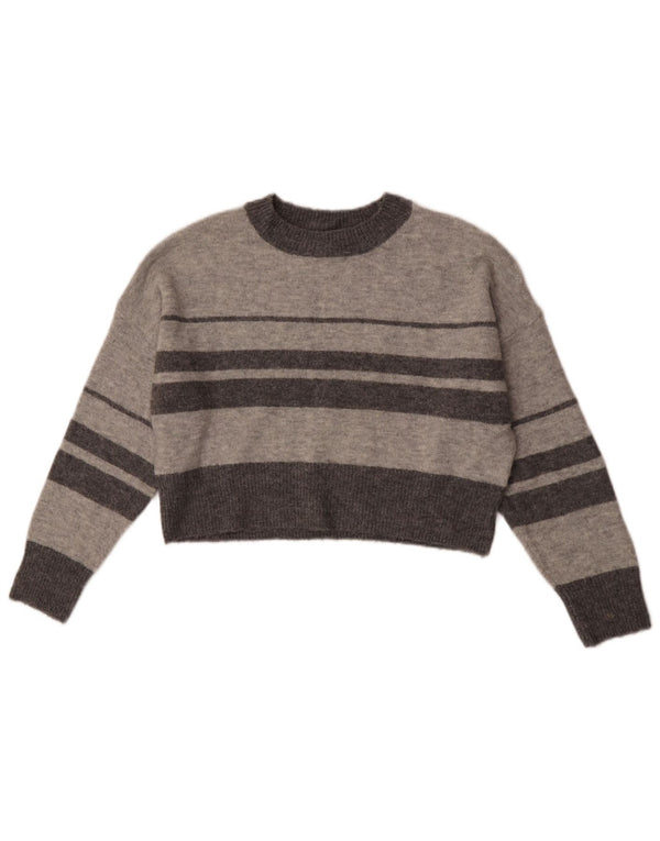 Topshop Womens Petite Crop Crew Neck Pullover Pullover UK 8 Small Grau gestreift