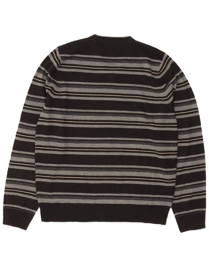 Marks & Spencer Herren Autograph Pullover mit V-Ausschnitt Mittelschwarz gestreift
