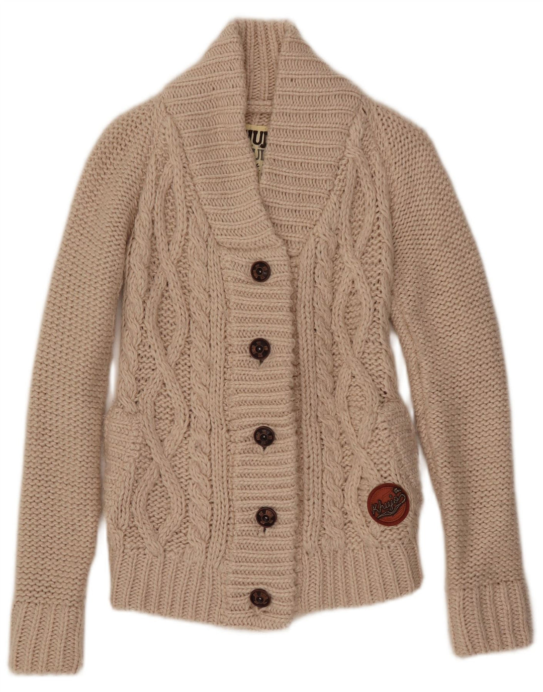 KHUJO Damen-Cardigan-Pullover UK 8 Small Beige