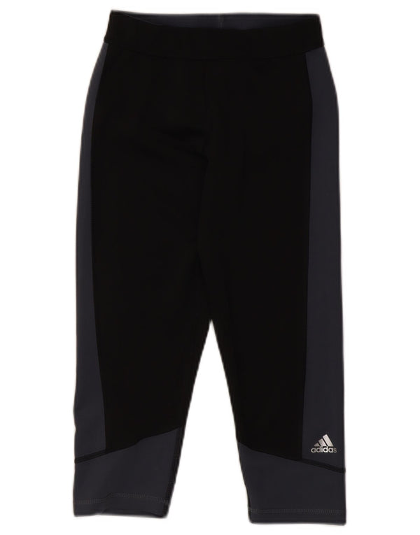Adidas Damen Capri-Leggings UK 8/10 Small Schwarz Colourblock Polyester