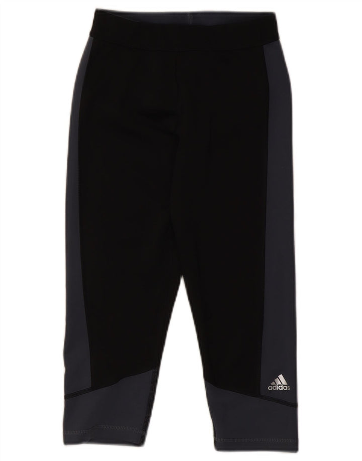 Adidas Damen Capri-Leggings UK 8/10 Small Schwarz Colourblock Polyester