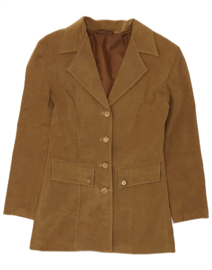 Vintage Damen 4-Knopf-Blazerjacke UK 10 Small Khaki