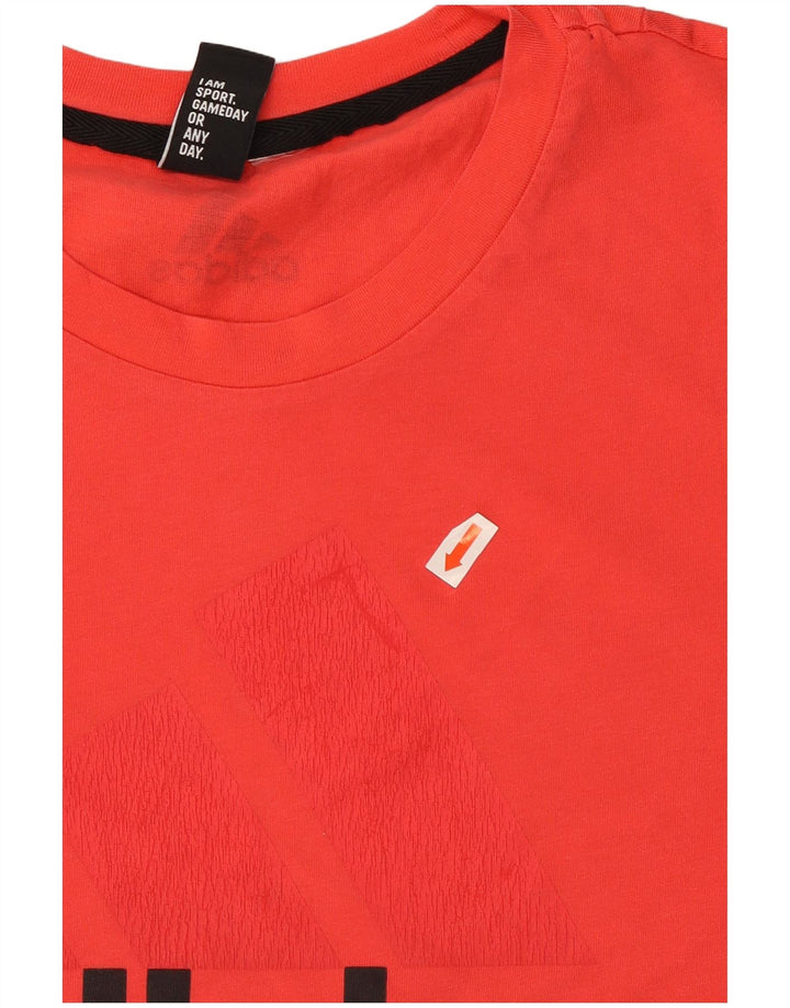ADIDAS Damen Grafik T-Shirt Top UK 14 Mittelrot