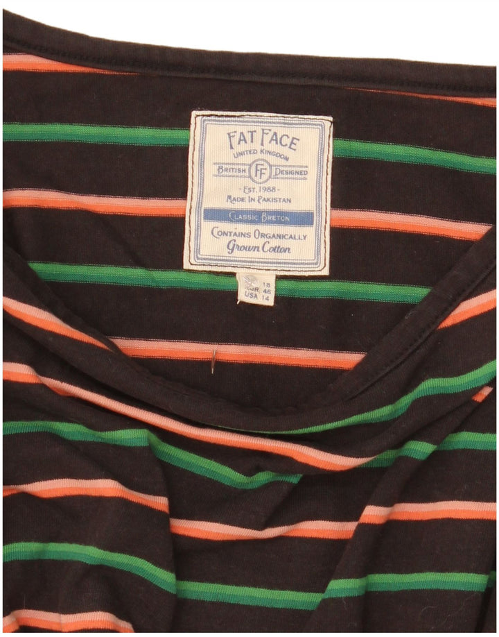 Fat Face Damen Top Langarm UK 18 XL Schwarz gestreift