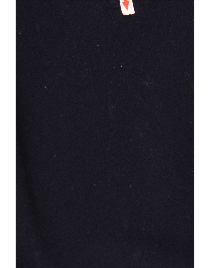 Musto Herren-Pullover mit Reißverschluss am Hals, groß, marineblaue Lammwolle