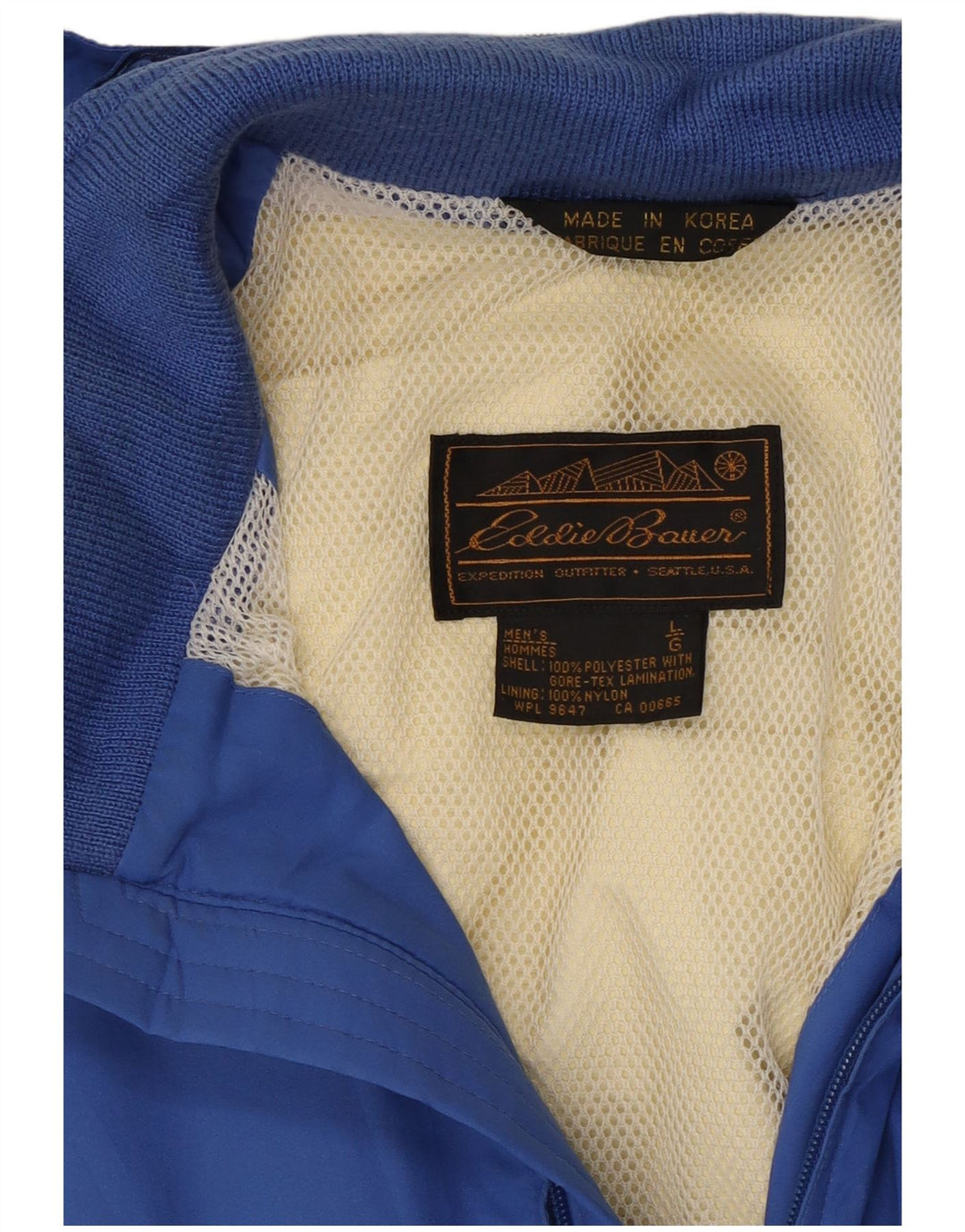 Eddie Bauer Herren-Regenjacke mit Kapuze, UK 40, Größe L, blau, Polyester