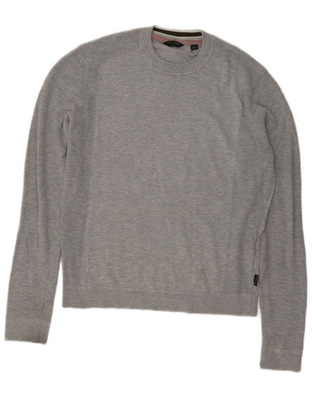 Ted Baker Herren-Pullover mit Rundhalsausschnitt, mittelgraue Baumwolle
