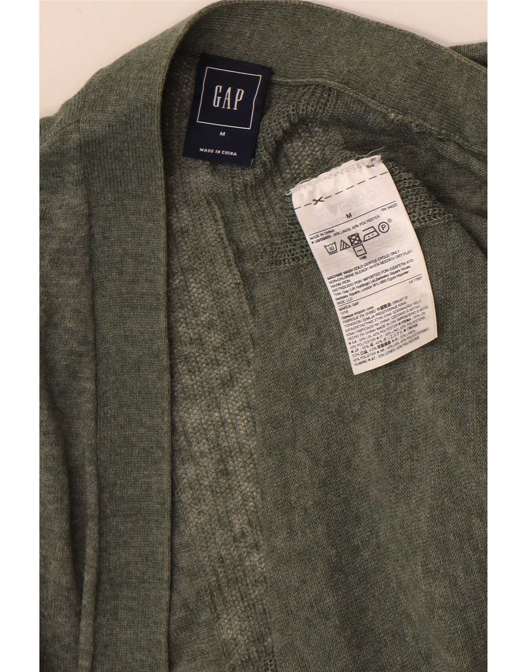 Offener Damen-Cardigan von Gap, UK 14, mittleres Khaki-Leinen