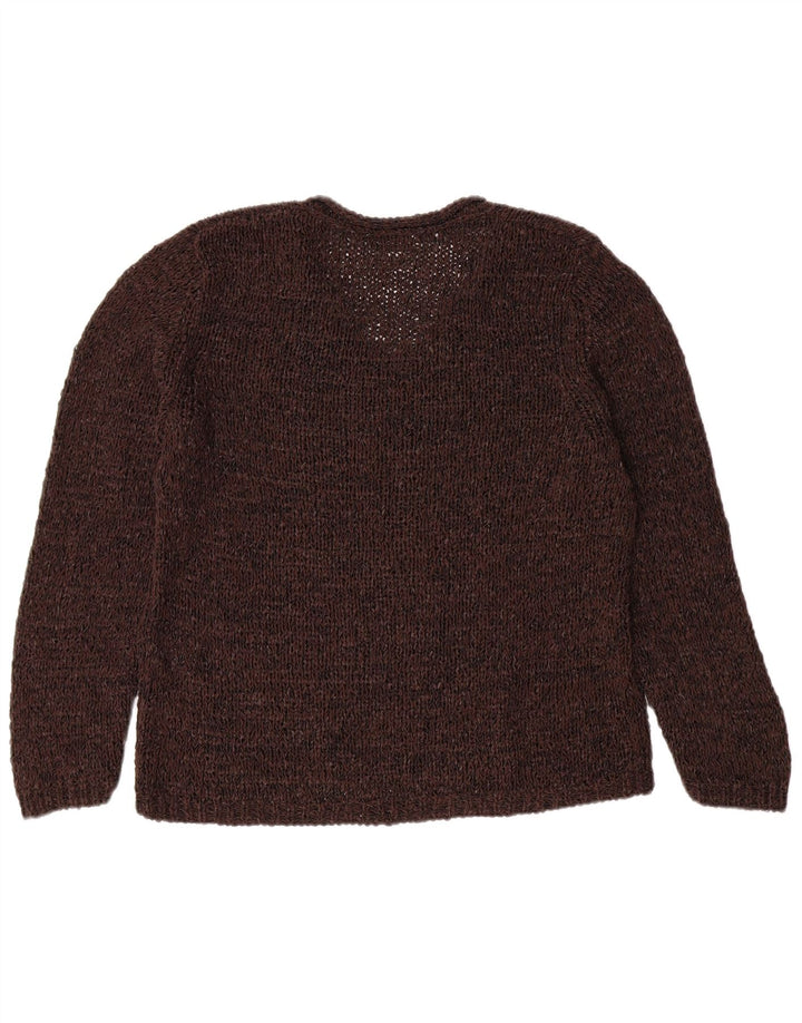 PUBLIC Womens See Through V-Neck Jumper Sweater IT 44 Medium Brown