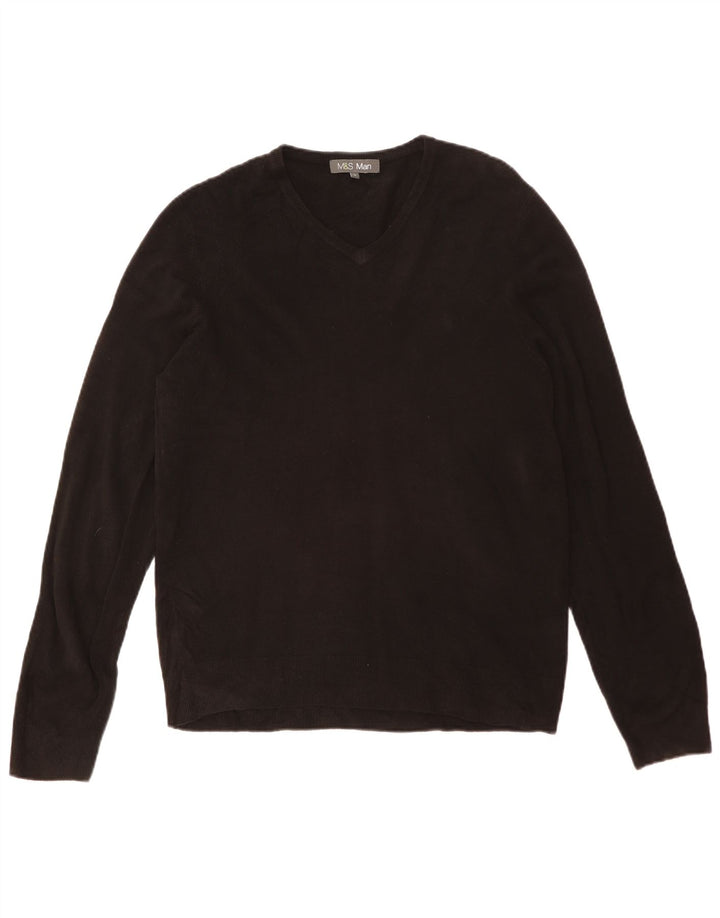 Marks & Spencer Herren-Pullover mit V-Ausschnitt, groß, Acryl, Schwarz