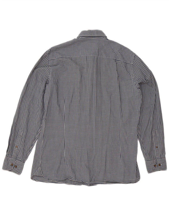 Hackett Herren-Slim-Fit-Hemd, groß, marineblau, Gingham-Baumwolle